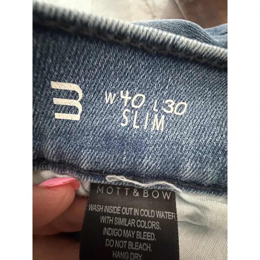 Mott & Bow Crosby Slim Fit Jeans Mens 40x30 Blue Stretch Denim Pants #EF4-5